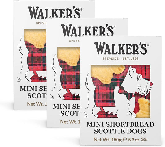 Walker’s All-Butter Mini Scottie Dog Shaped Shortbread, 51-Count Carton, Authentic Shortbread Cookies from Scotland, Pack of 3