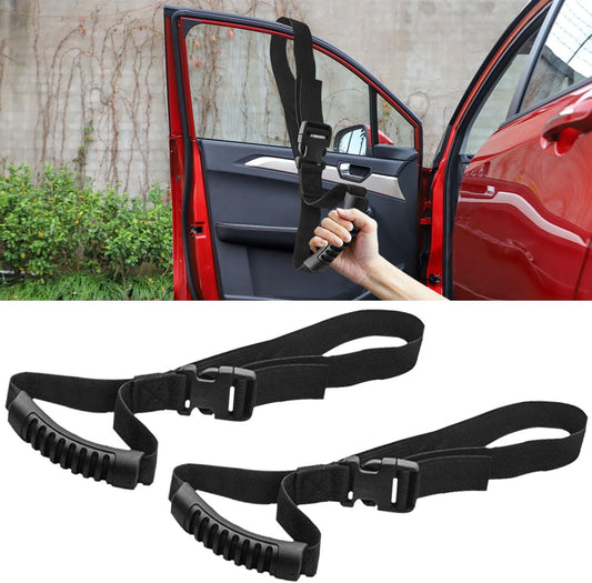 Car Grab Handle, Adjustable Standing Aid Safety Handle, Portable Vehicle Nylon Grip Handle for Elderly Disabled, Vehicle Support Grab Bar Mobility Assist Device for Car Truck Van (Black, 2PCS)