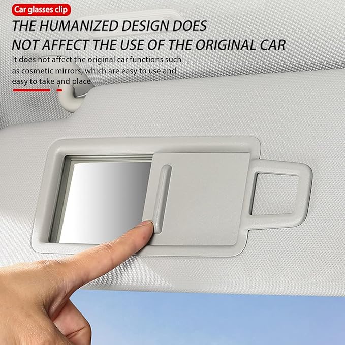 8sanlione Sunglasses Holder for Car Sun Visor, Magnetic Leather Glasses Hanger Clip, Eyeglass and Ticket Card Storage Mount, Auto Interior Accessories Universal for Vehicle SUV Truck (Beige)