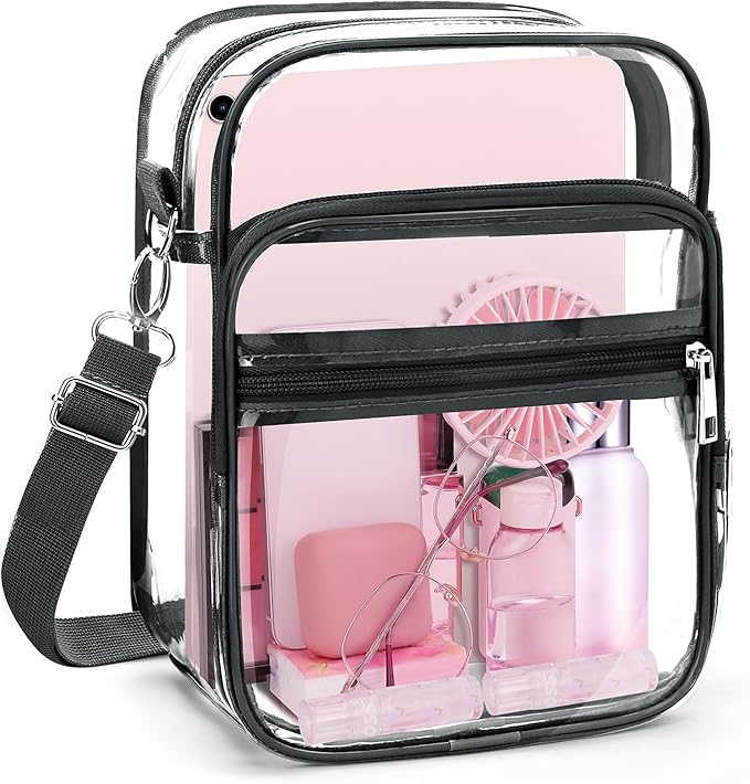 Blvornl Clear Crossbody Bag with Adjustable Shoulder Strap, Stadium Approved PVC Purse Bag, Messenger Bag