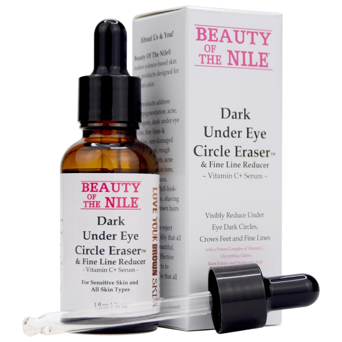 Dark Under Eye Circle Eraserâ¢ Vitamin C+ Serum for Skin-of-Color, Dark Circle Puffiness Wrinkle Hyaluronic Acid Superoxide D, Beauty of the NileÂ® 1 Oz