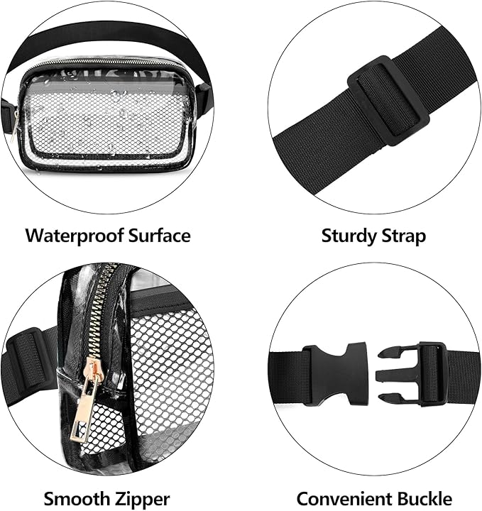 VOROLO Fanny Pack For Women And Men Crossbody Bag Belt Bag with Adjustable Strap Graduation Gifts Clear Pink-1
