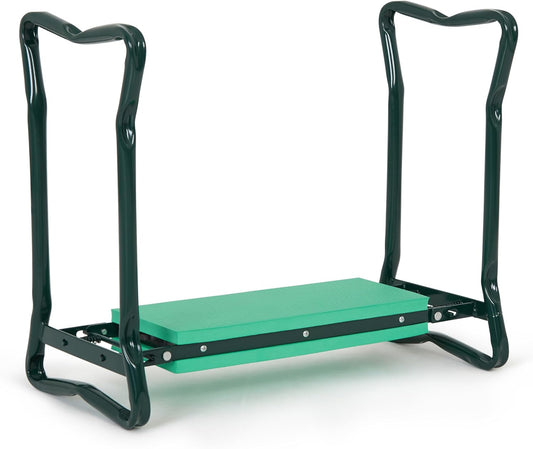Backyard Expressions Garden Kneeler & Seat – 2-in-1 Garden Stool and Kneeler, Foldable Gardening Bench with Cushioned Pad for Weeding, Planting & Yard Work