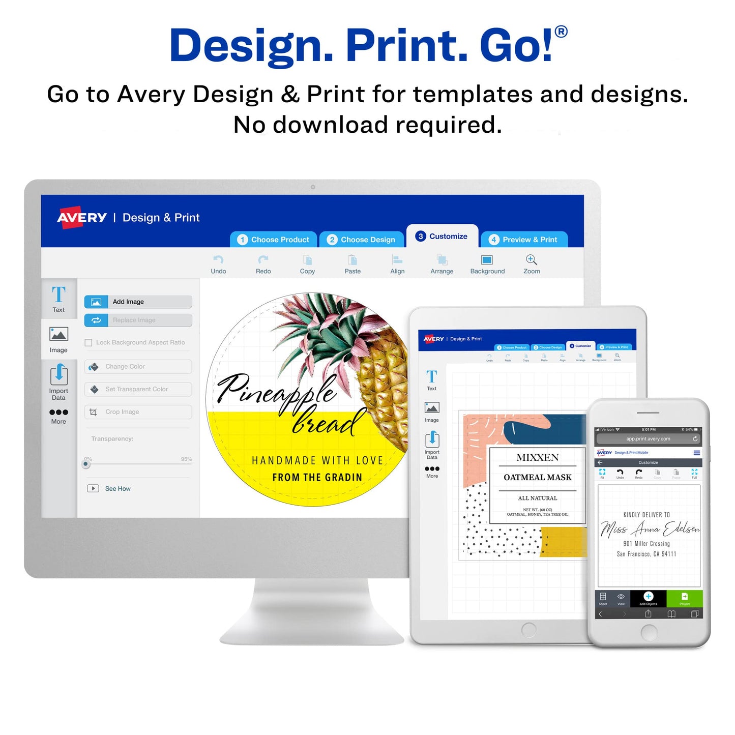 Avery Kraft Brown Rectangle Labels, Sure Feed Technology, 1" x 2", 360 Kraft Brown Labels, Print-to-The-Edge, Laser/Inkjet Printable