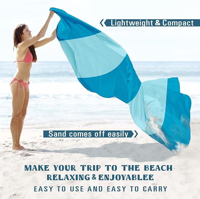 Famstar Beach Blanket Sandproof Waterproof 78''×81''1-5 Adults Oversized,Compact Lightweight Durable Beach Mat for Travel Camping Hiking Picnic Blanket