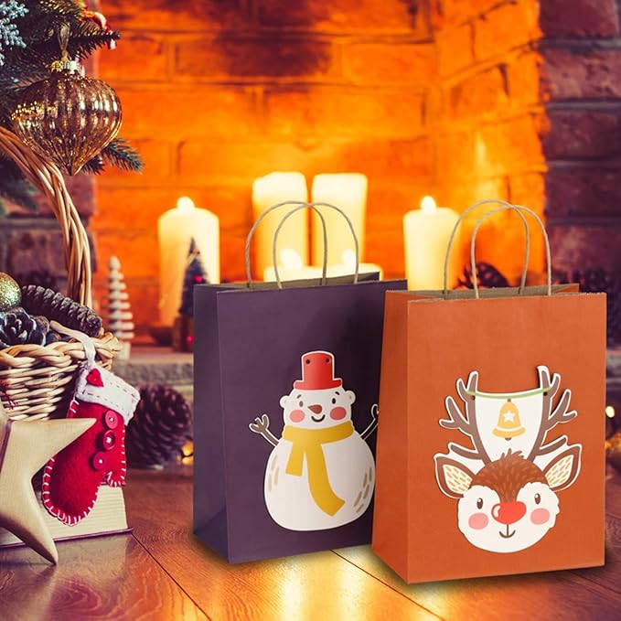 BagDream Gift Bags 8x4.25x10.5 IN 100Ct Kraft Paper Gift Bags with Handles Bulk, Halloween Party Favor Retail Shopping Craft Bags (Orange)