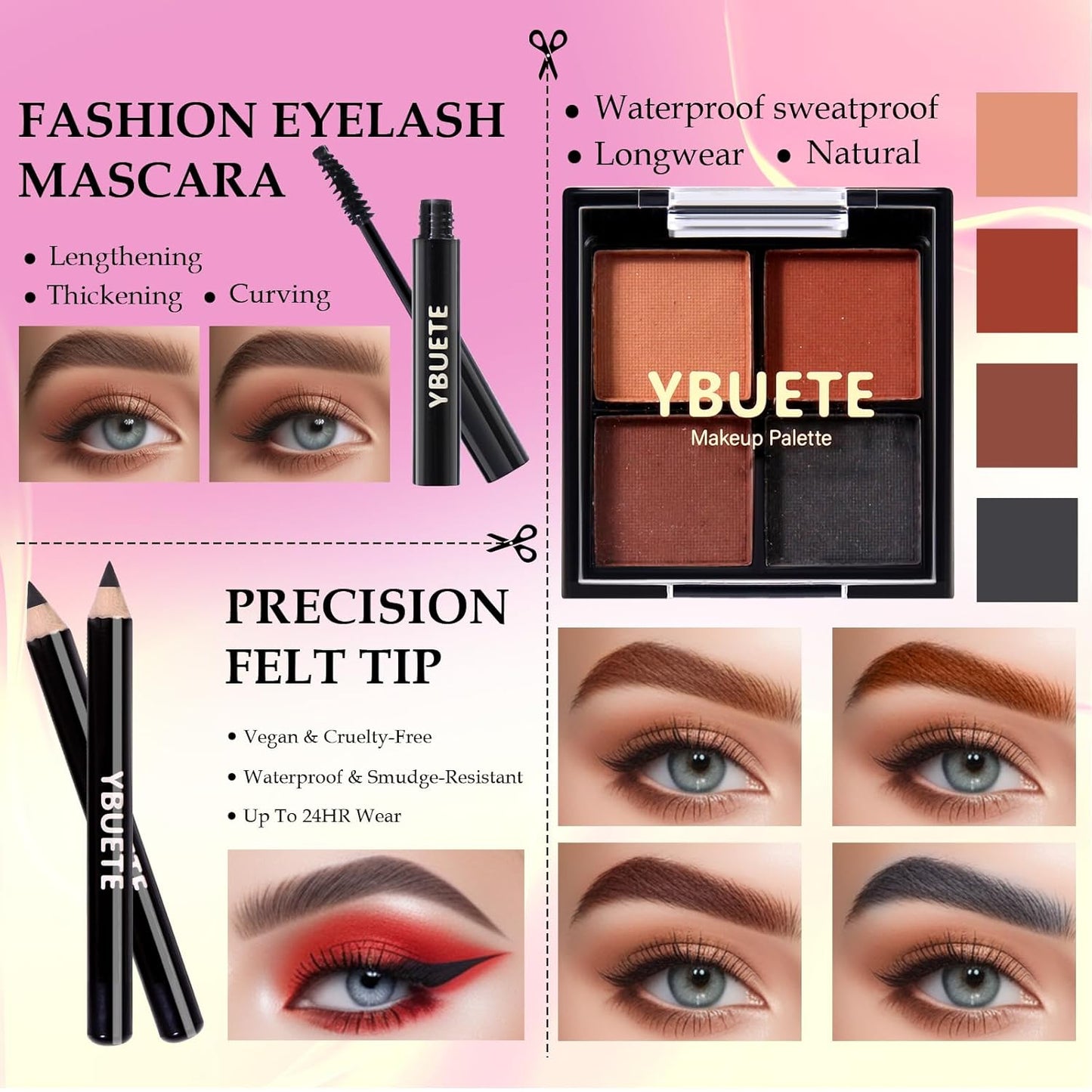 Makeup Kit for Teens Girls Women, Full Starter Cosmetics Set, Makeup Gift Set, Beginner Makeup Kit, Cosmetic Train Case For Women Full Kit, Included Eyeshadow Blusher Contour Eyebrow Powder