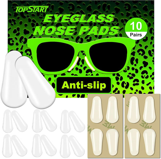 1.6mm Ultra-Thin-19mm Long Silicone Nose Pads for Glasses – Anti-Slip Adhesive Replacement Nose Pads, with Super Sticky Backing for Eyeglasses, Sunglasses & Blue Light Glasses