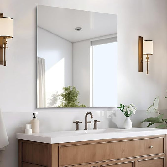 CILIBER Frameless Mirror, 30x36 inch Rectangle Bathroom Mirror for Wall, Upgraded Shatterproof Vanity Mirror with Polished Edge for Bathroom,Bedroom,Living Room and Entryway