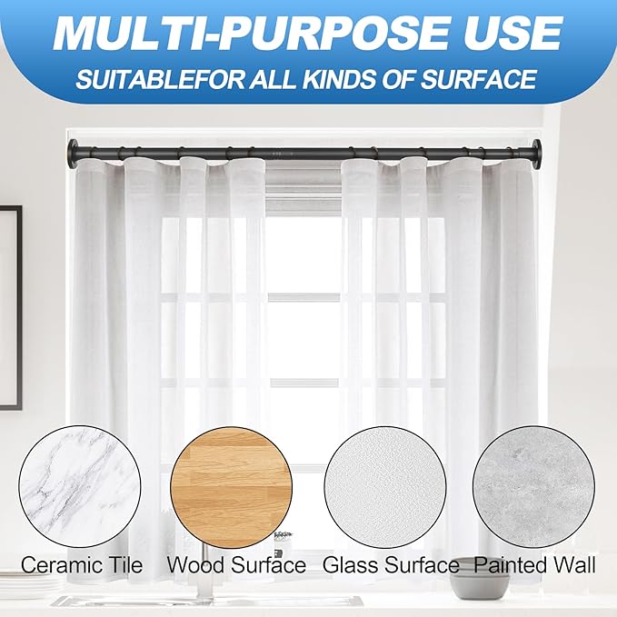 CorkLatta 2 Pack Black Shower Curtain Rod 31 to 68 Inch,1 Inch Diameter Adjustable Spring Tension Stainless Steel Telescoping Rod,Easy Install,No Rust
