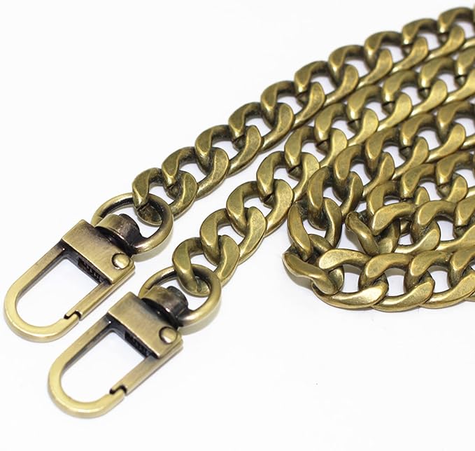WEICHUAN 47"/120cm Antique Brass Iron Flat Chain for Handbag Shoulder Bag Crossbody Bag Purse Chain Strap Replacement, with Metal Buckles- 6 OZ in Weight (Bronze)