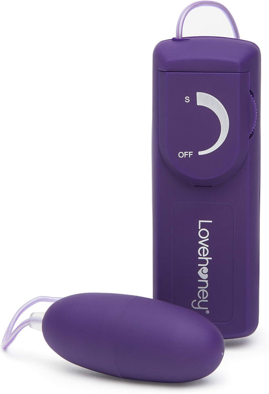 Lovehoney Wickedly Powerful Vibrating Egg for Women - Smooth 2.5 Inch Multispeed Bullet Vibrator - 31 Inch Wired Remote Control Love Egg for Couples - Purple