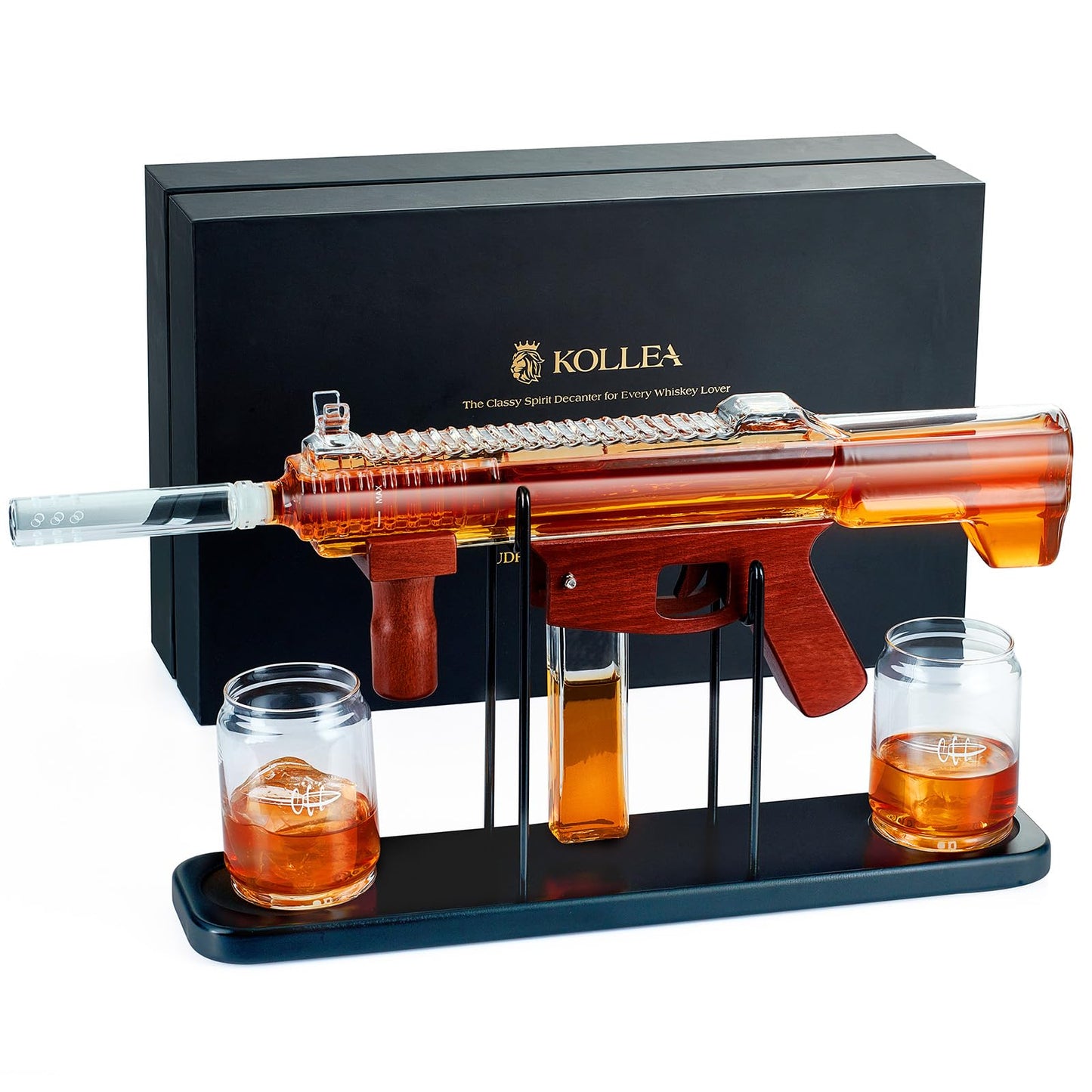 Gifts for Men Dad, Kollea Gun Whiskey Decanter Set-Limited Edition, Liquor Decanter with Bullet Shot Glass, Cool Anniversary Birthday Gifts for Him Husband, Military Present for Home Bar Drinking