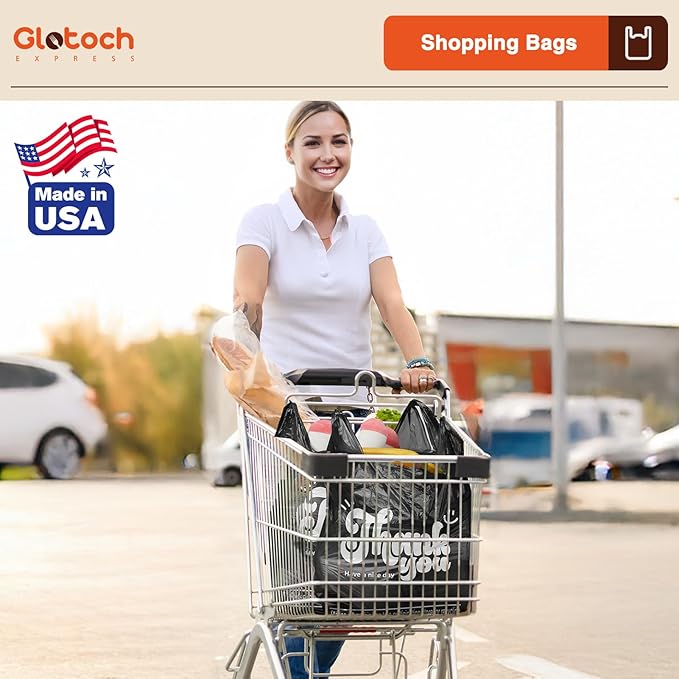 Glotoch 10000 (10K) Count Plastic Thank You T-shirt Bags Black, 11.5 x 6.5 x 21" Grocery Shopping Bag with Handles for Restaurant, Retail, Togo, Takeout, Convenience Stores, in Bulk for Small Business