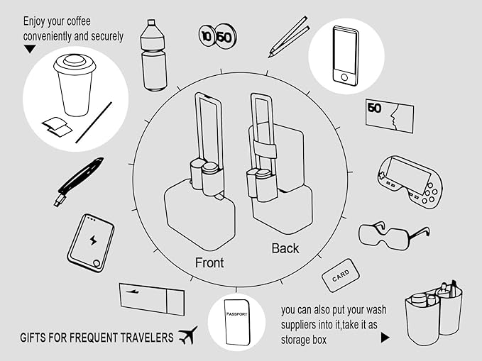 riemot Luggage Travel Cup Holder Free Hand Drink Carrier - Hold Two Coffee Mugs - Fits Roll on Suitcase Handles - Gifts for Flight Attendants Travelers Accessories Vacation Leaf