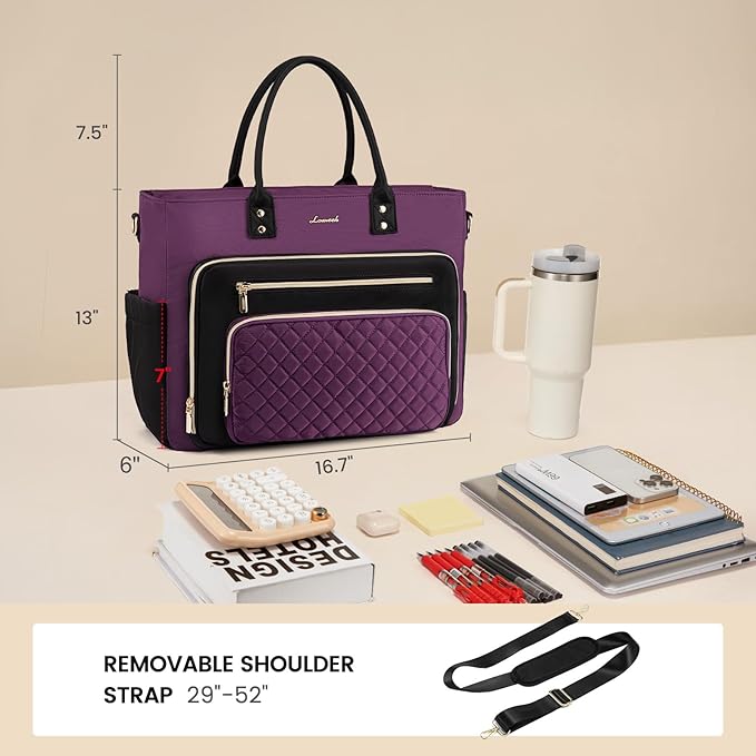 LOVEVOOK Teacher Tote Bag for Women Work, Nurse Bags With Large Cup Holder Laptop Bag With Laptop Compartment, Professional Computer Briefcase Business Purses, Diaper Bag Mother Gift, 15.6 Inch
