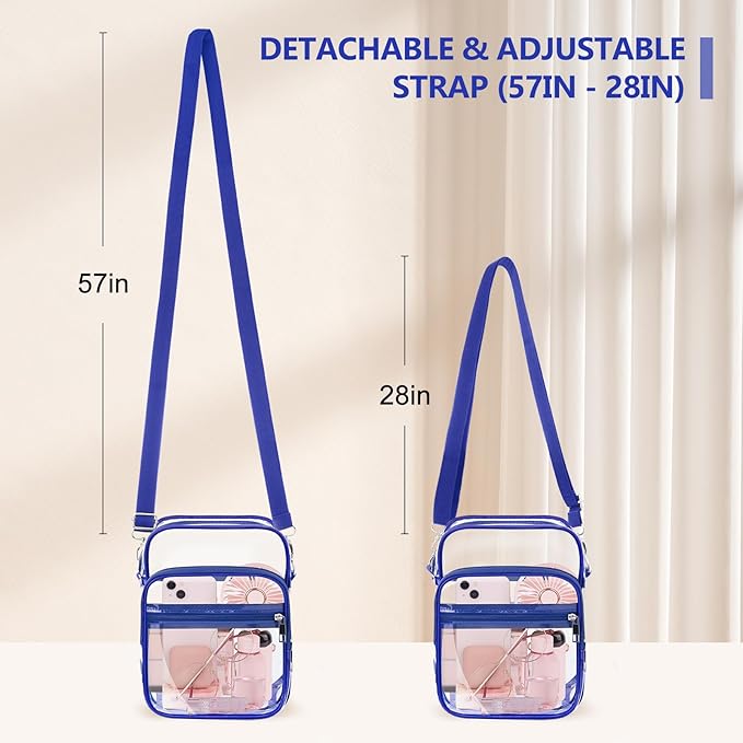 Blvornl Clear Crossbody Bag with Adjustable Shoulder Strap, Stadium Approved PVC Purse Bag, Messenger Bag