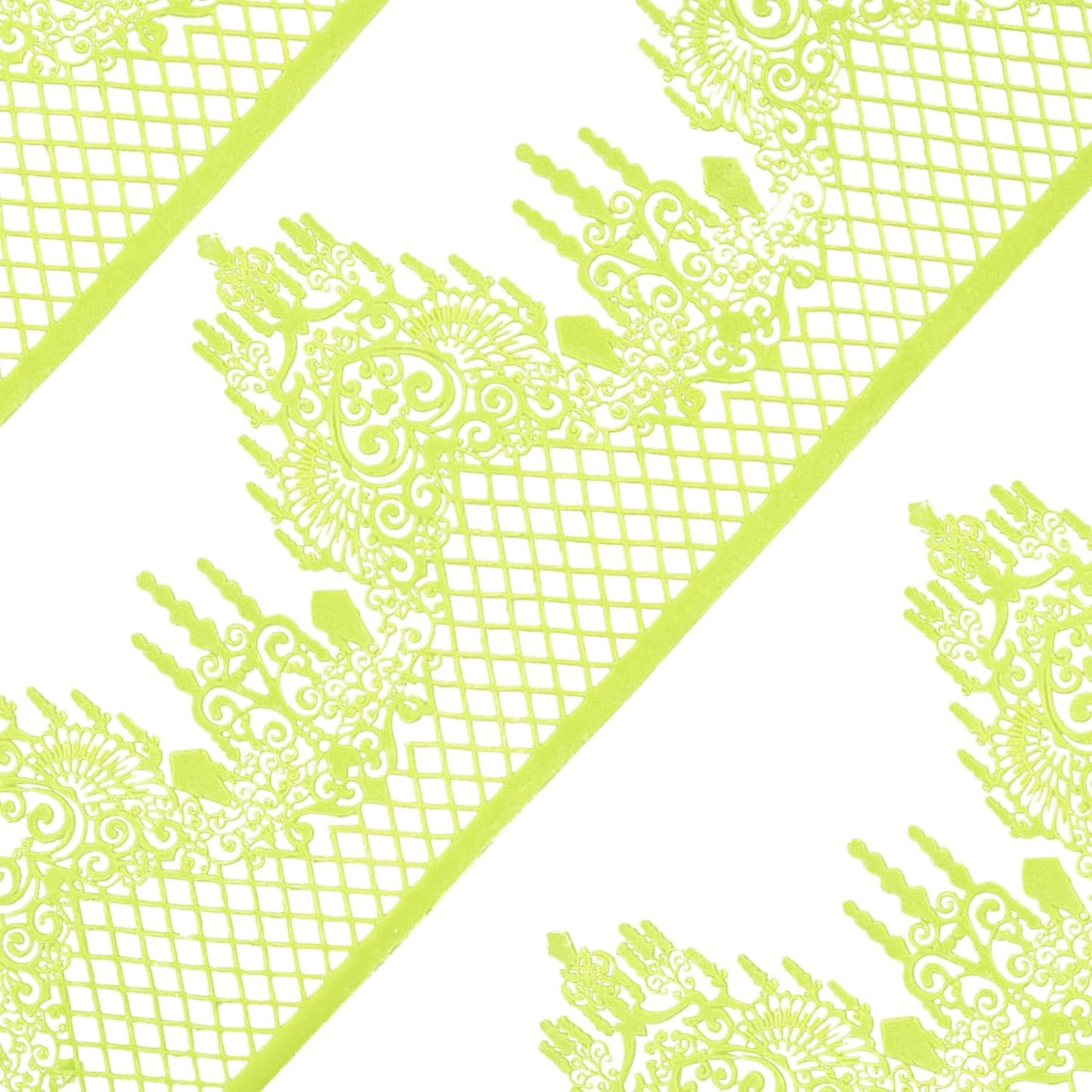 Large Pre-Made Ready to Use Edible Cake Lace Lattice Diamond Scallop Green 12-inch 10-Piece Set