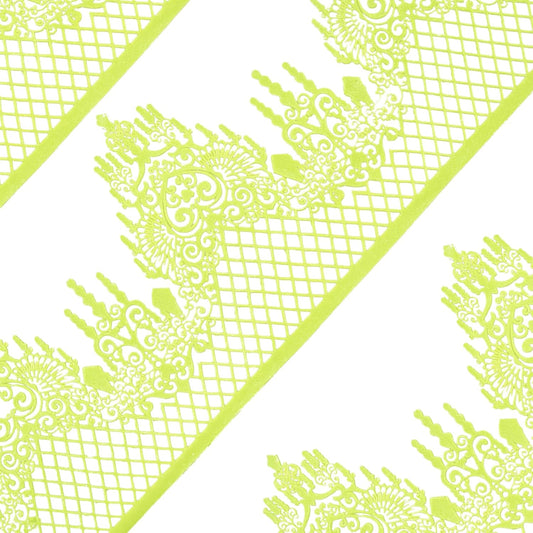 Large Pre-Made Ready to Use Edible Cake Lace Lattice Diamond Scallop Green 12-inch 10-Piece Set