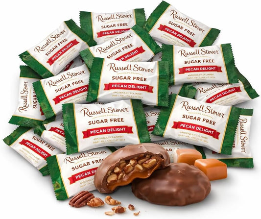 Premium Sugar Free Candy Pecan Delight – 1 lb (16 oz, 32 Pcs) Bulk – Individually Wrapped Zero Sugar Dark Chocolate Car – Diabetic Sugar Free