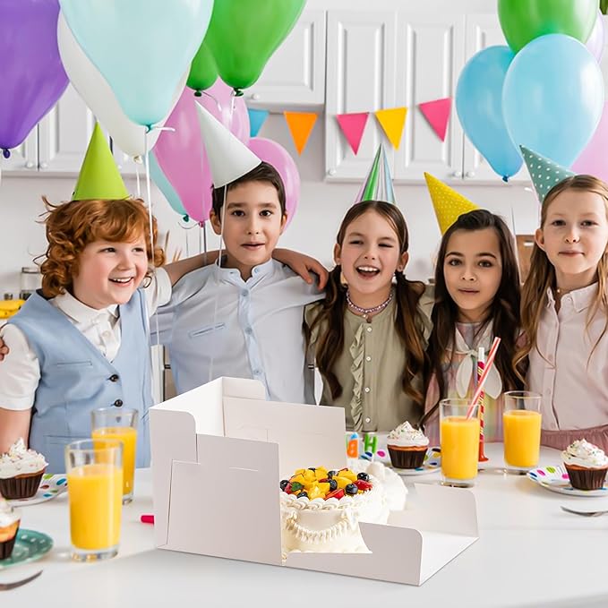 5 Pack Cake Boxes 12 Inch, 12x12x8 Inches Tall Cake Large Box, Disposable Cakes Transport Containers with Lids, Bakery Boxes with Large Window, for Cookies Pies Cupcakes Pastry-Wedding, Birthday,Party
