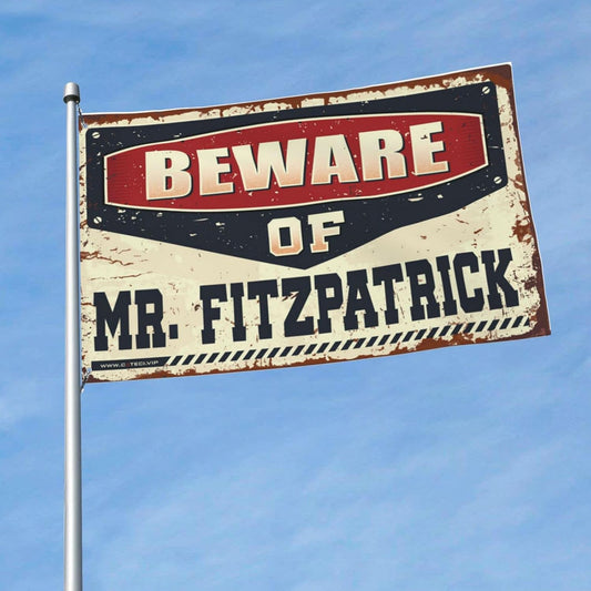 Beer Decorations For Man Cave Beware Of Mr. Fitzpatrick Flag Backyard Bar Decor Bunting Flags Outdoor(30X45CM)