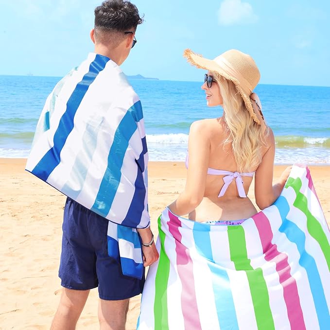 Exclusivo Mezcla Microfiber Quick Dry Beach Towel, Oversized Lightweight Sandfree Pool Towel for Swimming Camping Travel with Bag (Multicolor, 35x70 Inches)