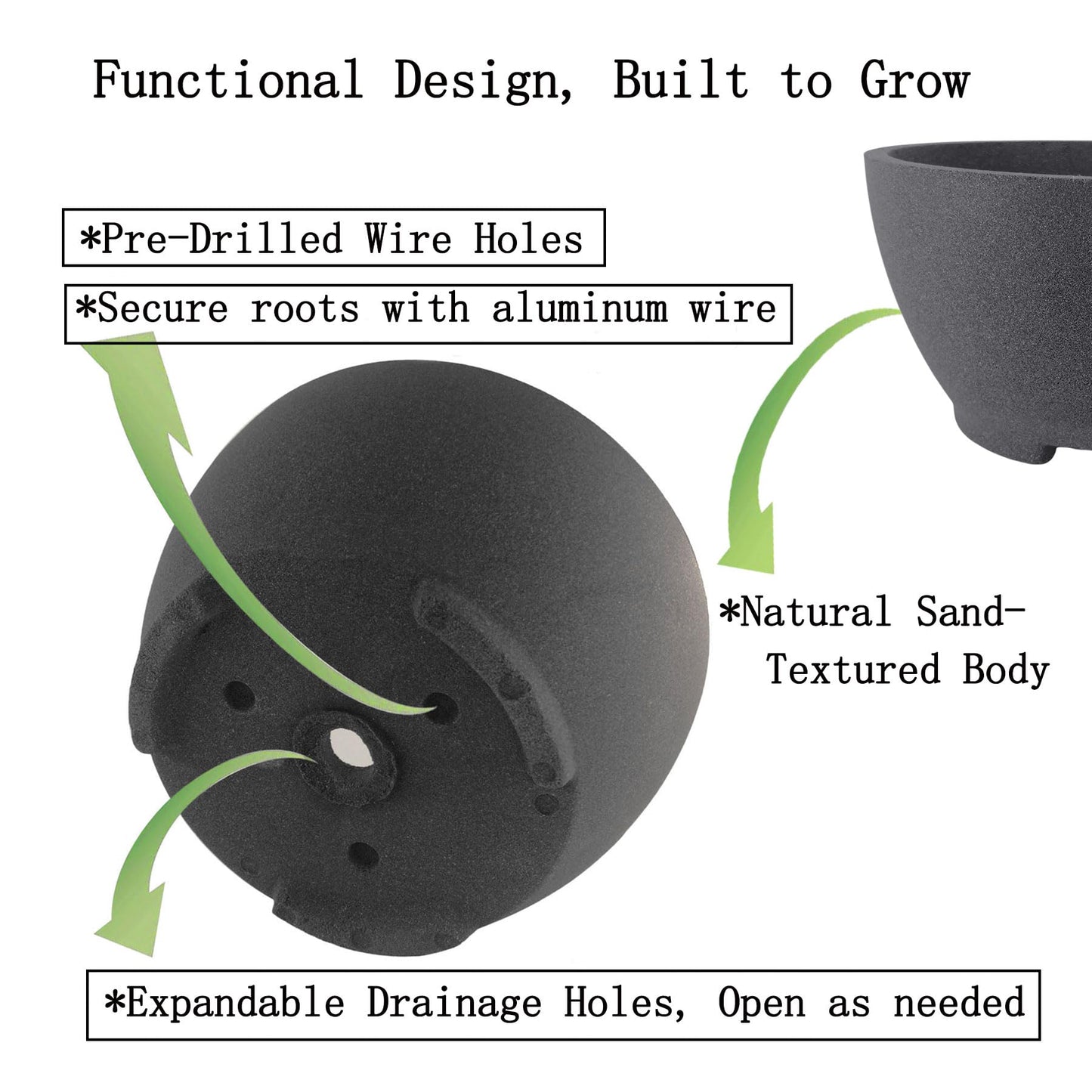 TINYVISTA 8.26” Gray Ceramic Bonsai Pot with Drainage Holes - Large Unglazed Clay Planter for Ficus Trees, Succulents & Indoor Plants, 4" Deep Round"