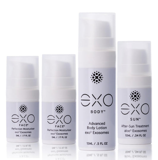 Exoceuticals EXO Travel Kit for Women | Unprecedented Hydration | Innovative Skin Care | 4 travel-sized bottles (1 EXO BODYâ¢, 1 EXO SUNâ¢, 2 EXO FACEÂ®) | 35ML / 1.18 fl oz