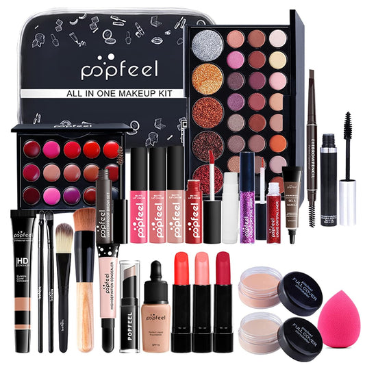 All-in-One Makeup Gift Set Travel Makeup Kit Complete Starter Makeup Bundle Lipgloss Lipstick Concealer Blushes Powder Eyeshadow Palette Cosmetic Palette for Teen Girls & Adults #5