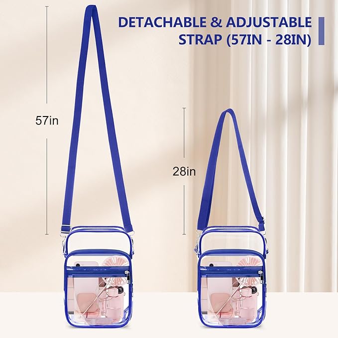 Blvornl Clear Crossbody Bag with Adjustable Shoulder Strap, Stadium Approved PVC Purse Bag, Messenger Bag