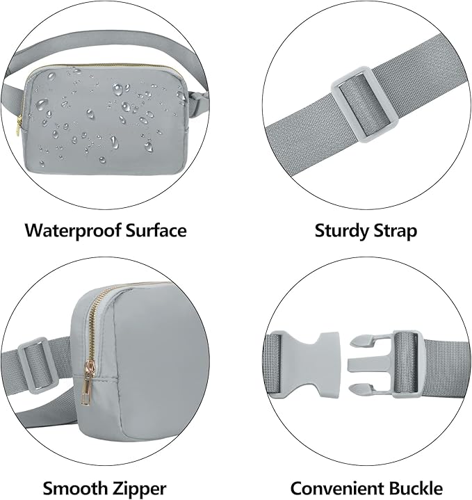 VOROLO Fanny Pack For Women And Men Crossbody Bag Belt Bag with Adjustable Strap Graduation Gifts Light Grey