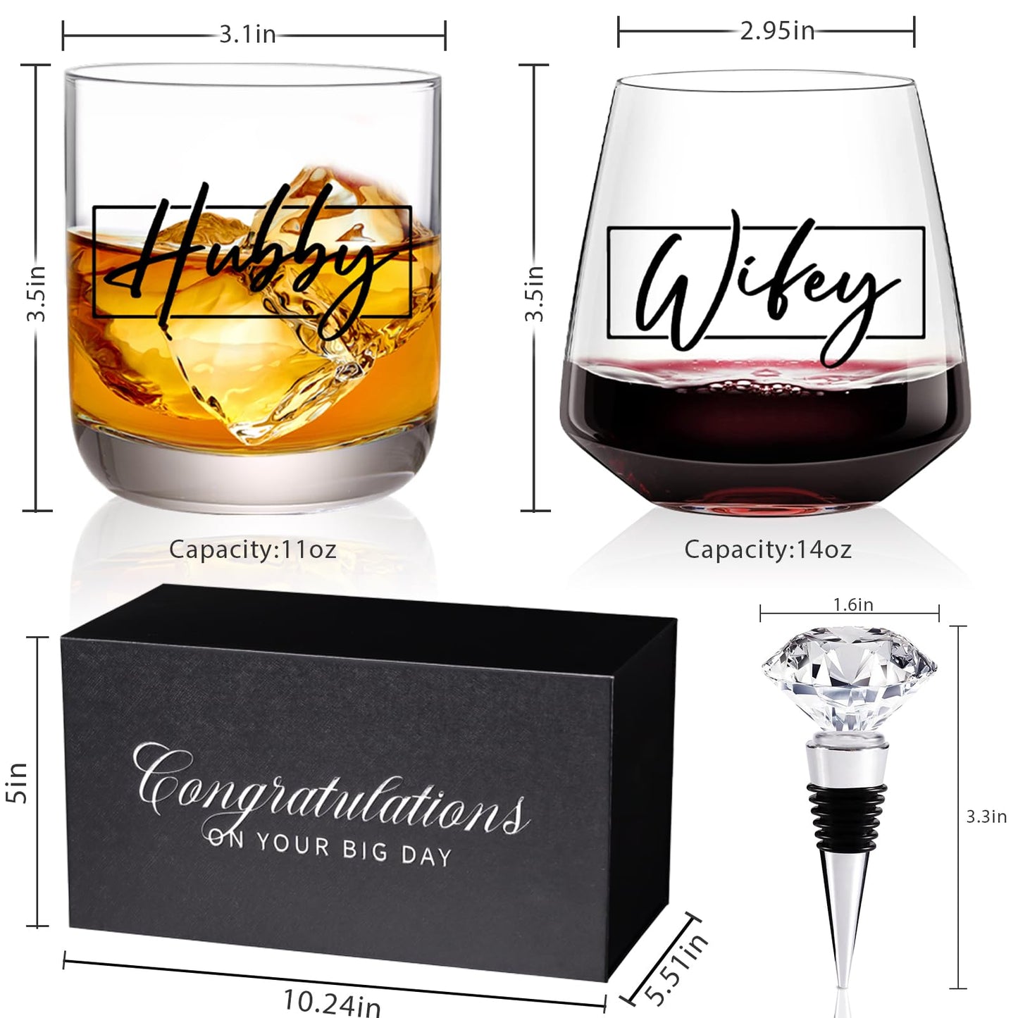 CLUSIVC Couple Gifts for Wedding Engagement, Mr and Mrs Gift, Bridal Shower gifts, Cool Couples Gifts Wishes for Couples Newlywed Mr and Mrs Him and Her