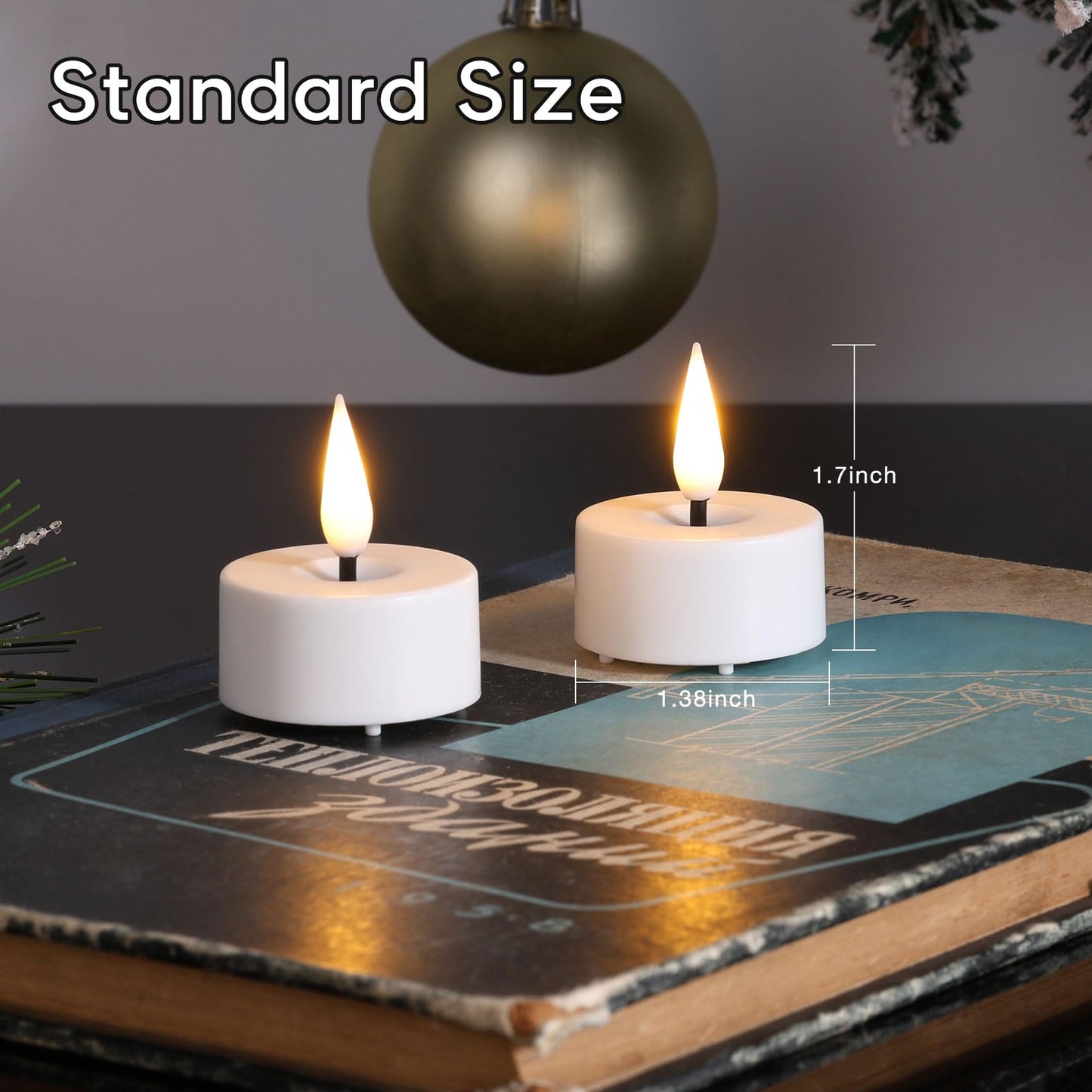 Eywamage White LED Tealights with Remote Batteries, Flickering Flameless Tea Lights Electric Votive Candles Set of 12