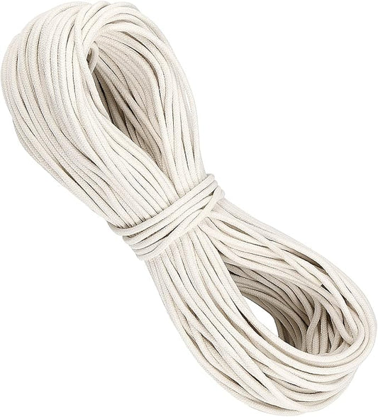JEUIHAU 328 Feet 1/4 Inch Cotton Rope, 6mm Natural White Clothesline Rope Utility Cord for Clothes Hanging, Crafting, Macrame, Basket Making, and DIY Art Projects