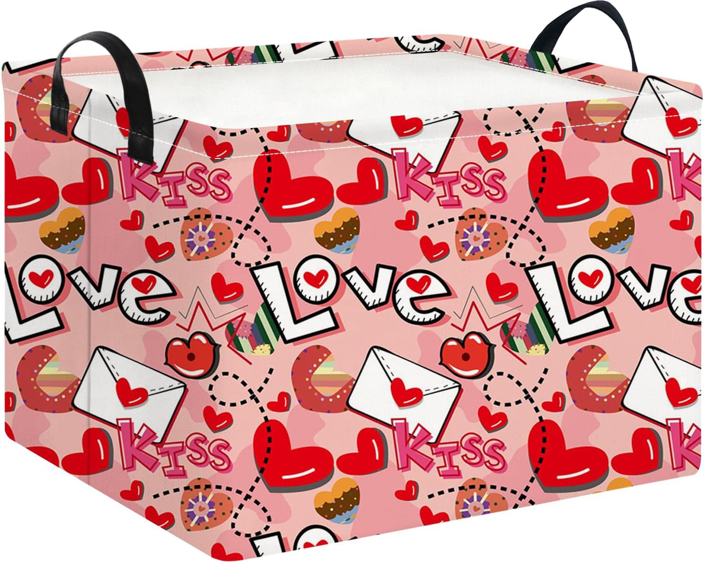 NTAOHAMPER Mothers Day Gifts Love Letter Fabric Storage Basket Empty with Handles, Books Box, Baby Shower Baptism Lovely Storage24L(Love Letter)