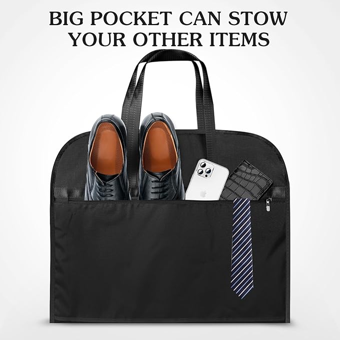 Limoomil 6" Gusseted Waterproof Garment Bag for Travel, 43" Tear Resistance Suit Bag for Men Travel for Suits, Tuxedos, Coats, Uniform. (Darkgrey, 42")