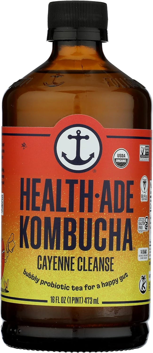 Health Ade, Kombucha Cayenne Cleanse Organic, 16 Fl Oz