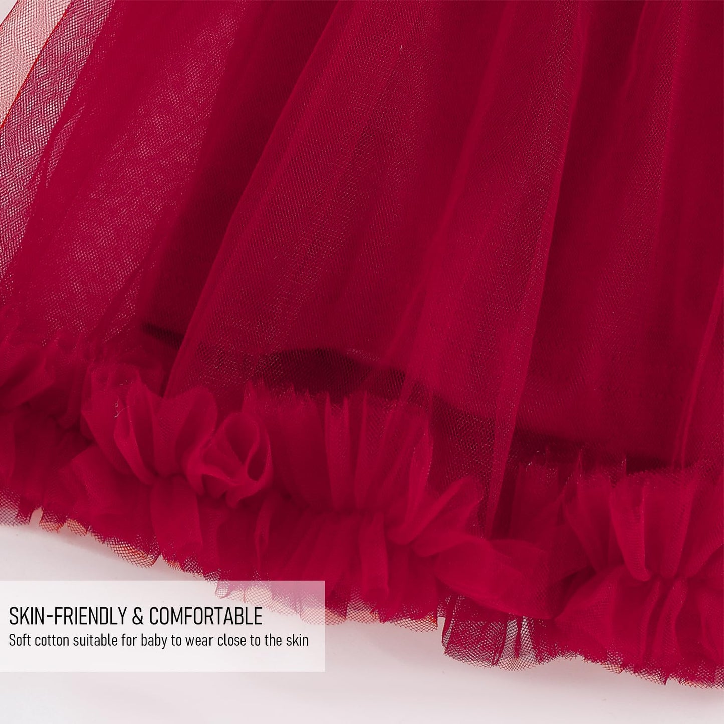 TENTIDE Baby Girl Butterfly Dress Tutu Ruffle Sleeveless Dresses Photograph Party Outfits Birthday Gift(6-12 Months,Red)