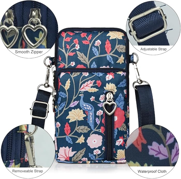 JANKS Small Crossbody Bag for Women - Mini Phone Purses with Crossbody Strap and Wallet - Nylon Arm Bag