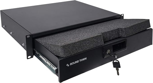 Sound Town 19-inch 2U Locking Rack Drawer, with Protection Foam (STRD-2D)