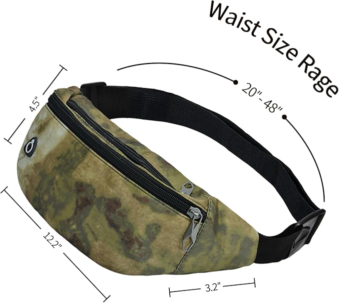Fanny Packs for Men and Women, Waterproof Sports Waist Pack Bag for Travel Hiking Running Hands-free