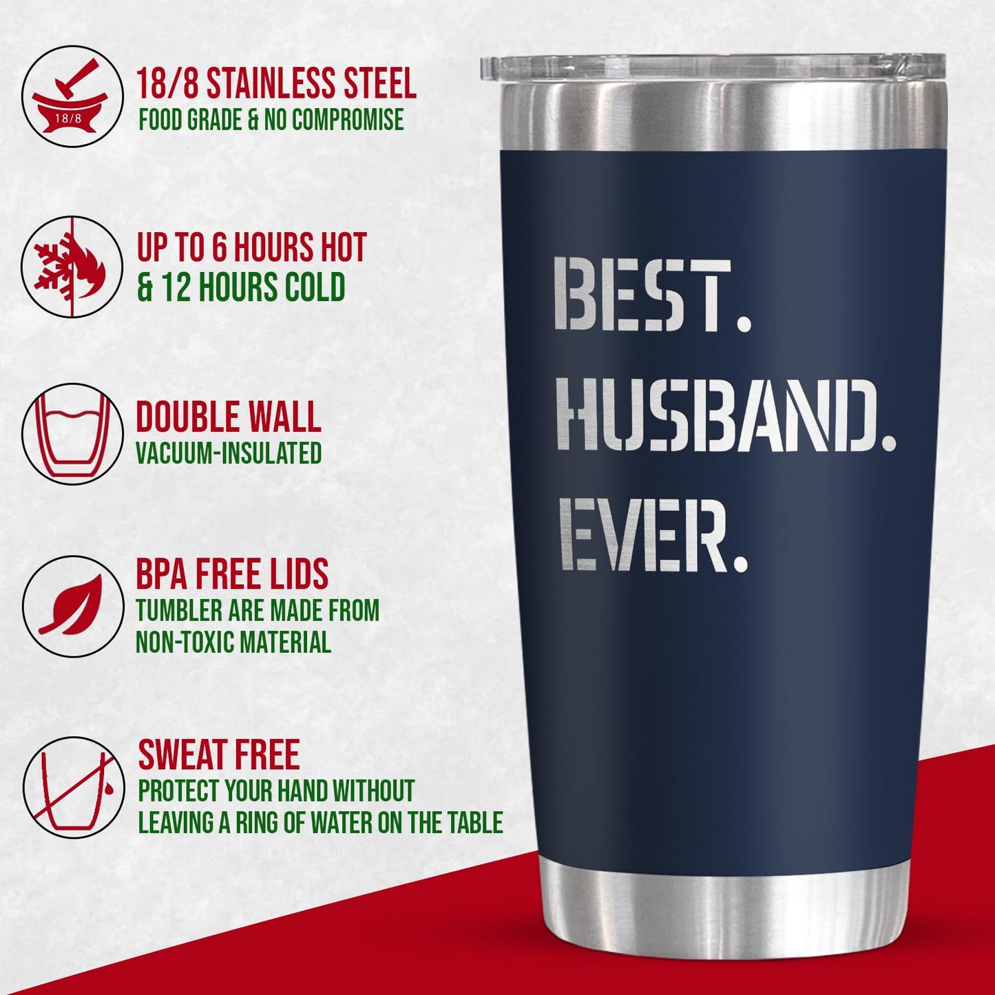 TEEZWONDER Husband Gifts from Wife - Stainless Steel Insulated Coffee Tumbler with Lid 20 oz - Husband Birthday Gift Ideas, Anniversary Wedding Gifts for Him, Cool Stuff for Men