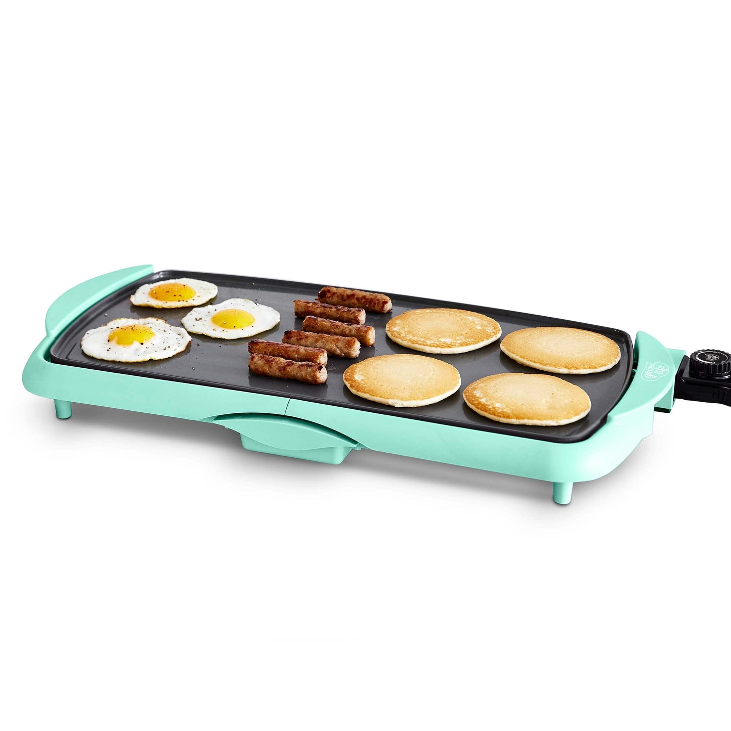GreenLife 20â Extra Large Electric Griddle, Non-Toxic PFAS & PFOA-Free Ceramic Nonstick, Temperature Control, Quick Even Heating, Removable Drip Tray, Pancakes, Eggs, Sausage, Easy Clean, Turquoise