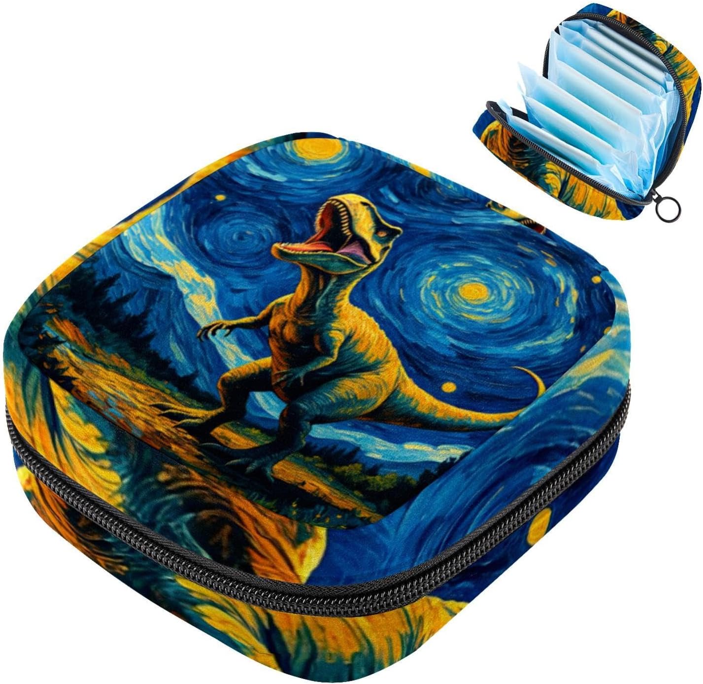 Sanitary Napkin Storage Bag, Dinosaur Portable Period Kit Bag, Menstrual Cup Holder Pouch for Women, Teens, Girls