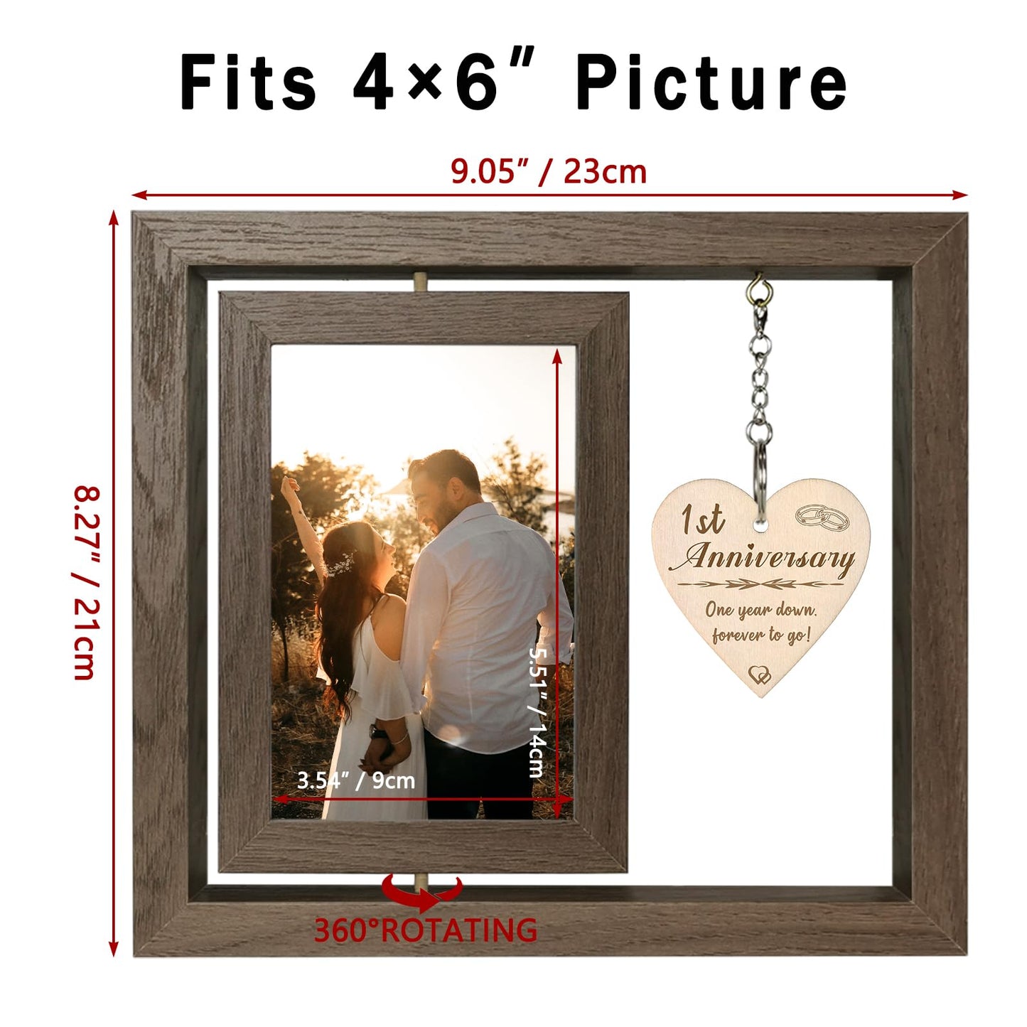 EYITUPC 1 Year Anniversary Picture Frame Gifts, 1st Anniversary Frame for Her Him Girlfriend Boyfriend, Display Two 4x6 Inch