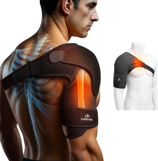 COPPER HEAL Magnetic Shoulder Brace – Adjustable Compression Support with Copper Fabric & Magnetic Inserts, Left & Right Shoulder Stability for Sports & Daily Use