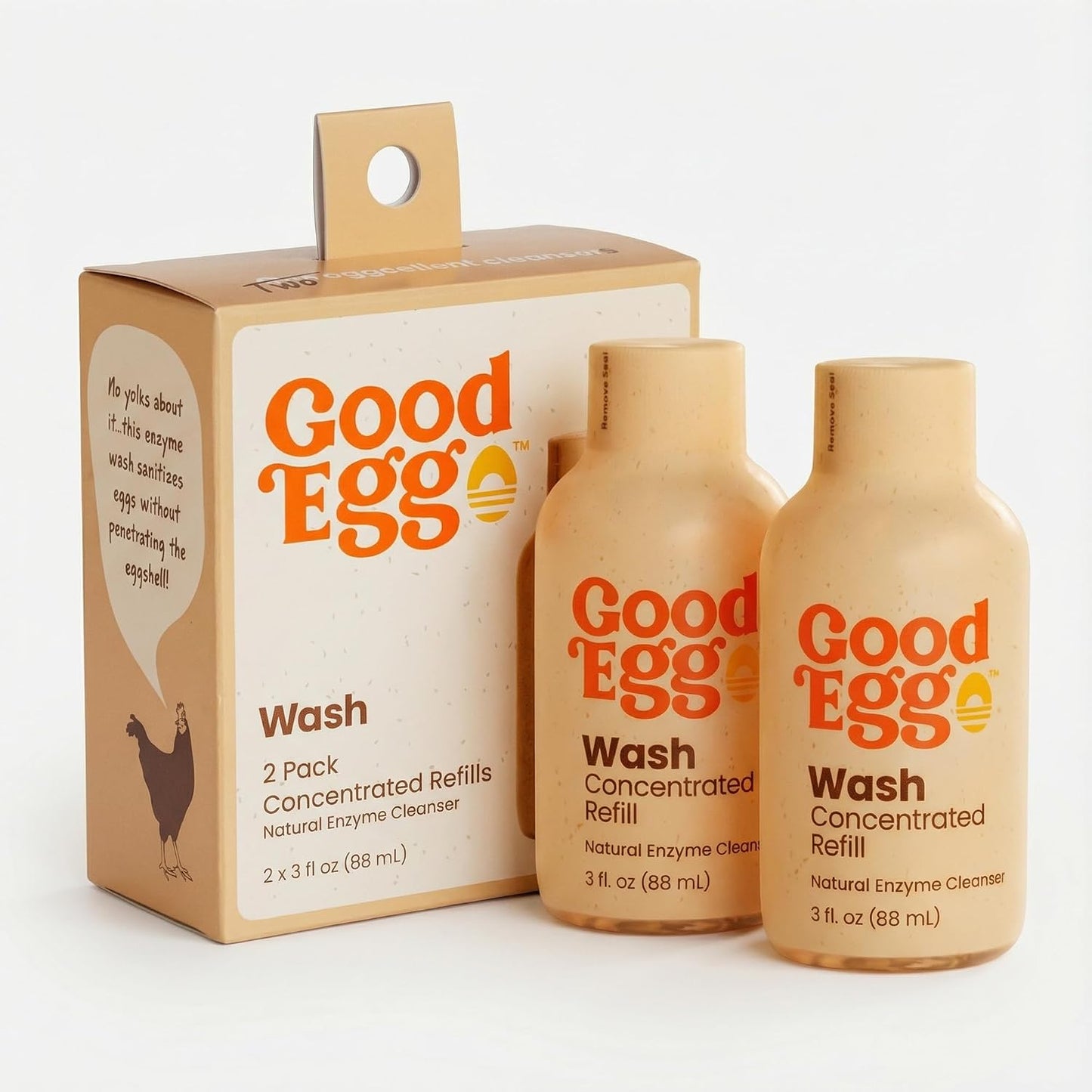 GoodEgg Organic Egg Cleaner Concentrated Refill for Farm Fresh Eggs, Food-Grade, Non-Toxic, Chicken Coop Accessories, Egg Washing Solution, USA-Made Foaming Pump, 2 Pack, As Seen On Shark Tank