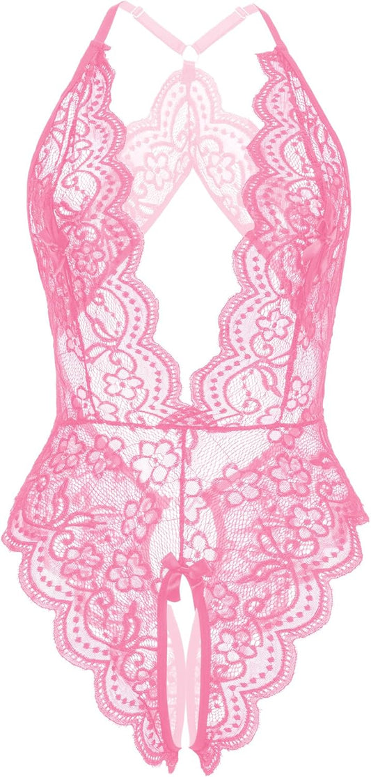 Sexy Lace Bodysuit Teddy Lingerie for Women Bodysuit Top Mesh Sheer Floral Leopard One Piece