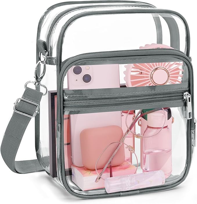 Blvornl Clear Crossbody Bag with Adjustable Shoulder Strap, Stadium Approved PVC Purse Bag, Messenger Bag
